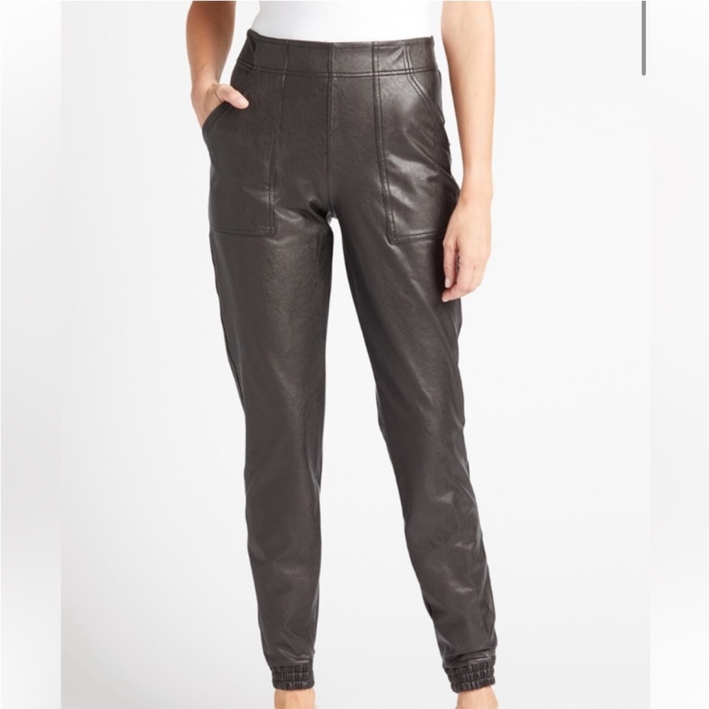 Spanx leather like‎ black joggers pants